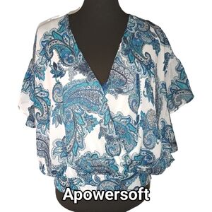 Blue/White Paisley blouse